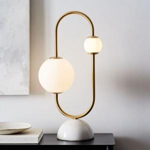 China Glass Balls White Gold Iron Length 38cm Height 69cm Bedside Table Lamp wholesale