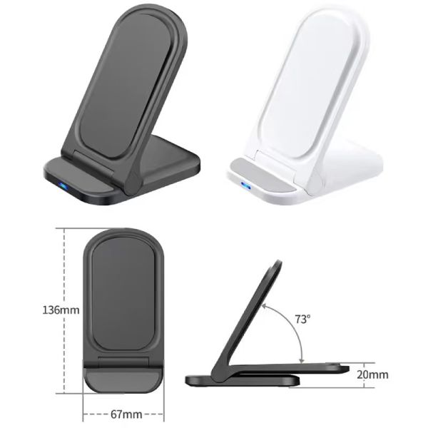 15W Fast Charging Wireless Phone Charger ABS Material Desktop Charger Heat Dissipation Folding Function Multi Function