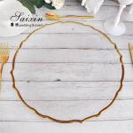 White Glass Charger Plates With Gold Rim Wedding Home Table Setting Colored