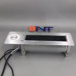 Motorized overturn aluminum alloy wireless charger desk flip up power socket