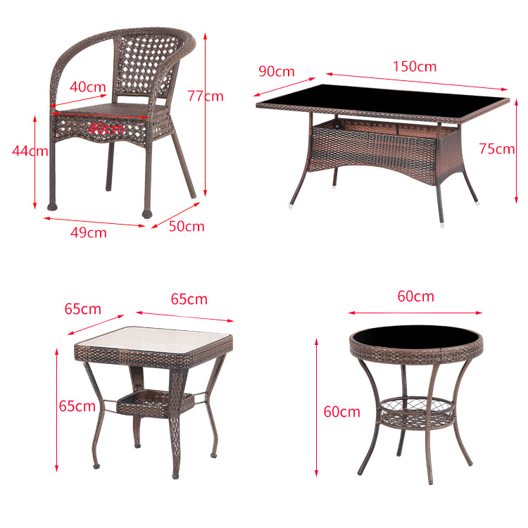 Outdoor Garden Balcony Stackable Armchair and Wicker Dining Table Set for Leisure