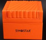 High Glossy Orange PU Leather Watch Box Custom LOGO Printing Environmentally