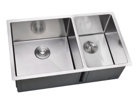 R10 Corner Apron Front Stainless Steel Kitchen Sink Double Bowl 39"*18"*10"