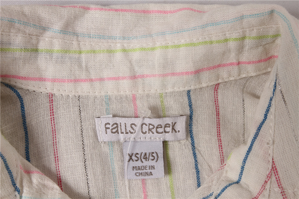 Girls Cool Cropped Striped Shirt Sleeveless 53% Linen 46% Cotton