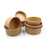 Disposable Oilproof Kraft Paper Packaging Salad Bowls With Lid