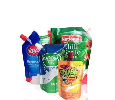 Baby Food Liquid Packaging Custom Printed Standing Up Plastic Bag Sucked Spout Pouch With Suction Nozzle