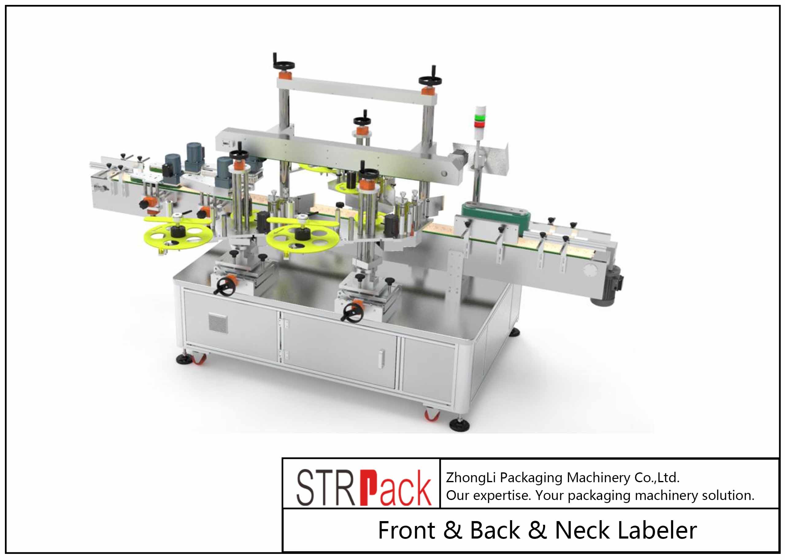 180pcs/Min Bottle Labeling Machine For Front Back Neck Surface Three Stickers