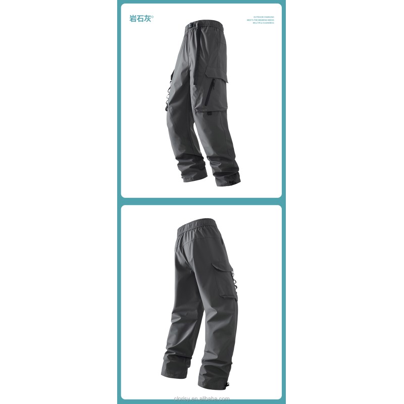 Ready-to-Ship Lightweight Canvas Men's Outdoor Waterproof Quick-Dry Shell Pants Loose Straight-Leg Cargo Casual Long