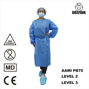 China SMS Hospital Sterile Disposable Isolation Gown EU2017/745 AAMI PB70 Level 3 wholesale