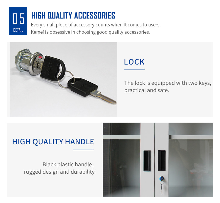 Glass Door steel file cabinet with lock Metal Slide Door Cupboard
