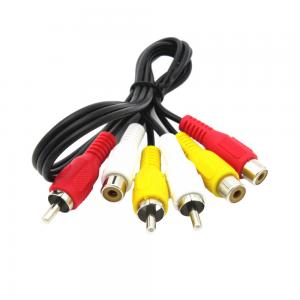 China Male To Female Video Audio Cables , 3 Rca AV Cable For Sound Speaker Projector wholesale