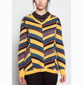China Silk Slant Colorful Striped Sweater , Knitted Striped Coloured Jumper wholesale