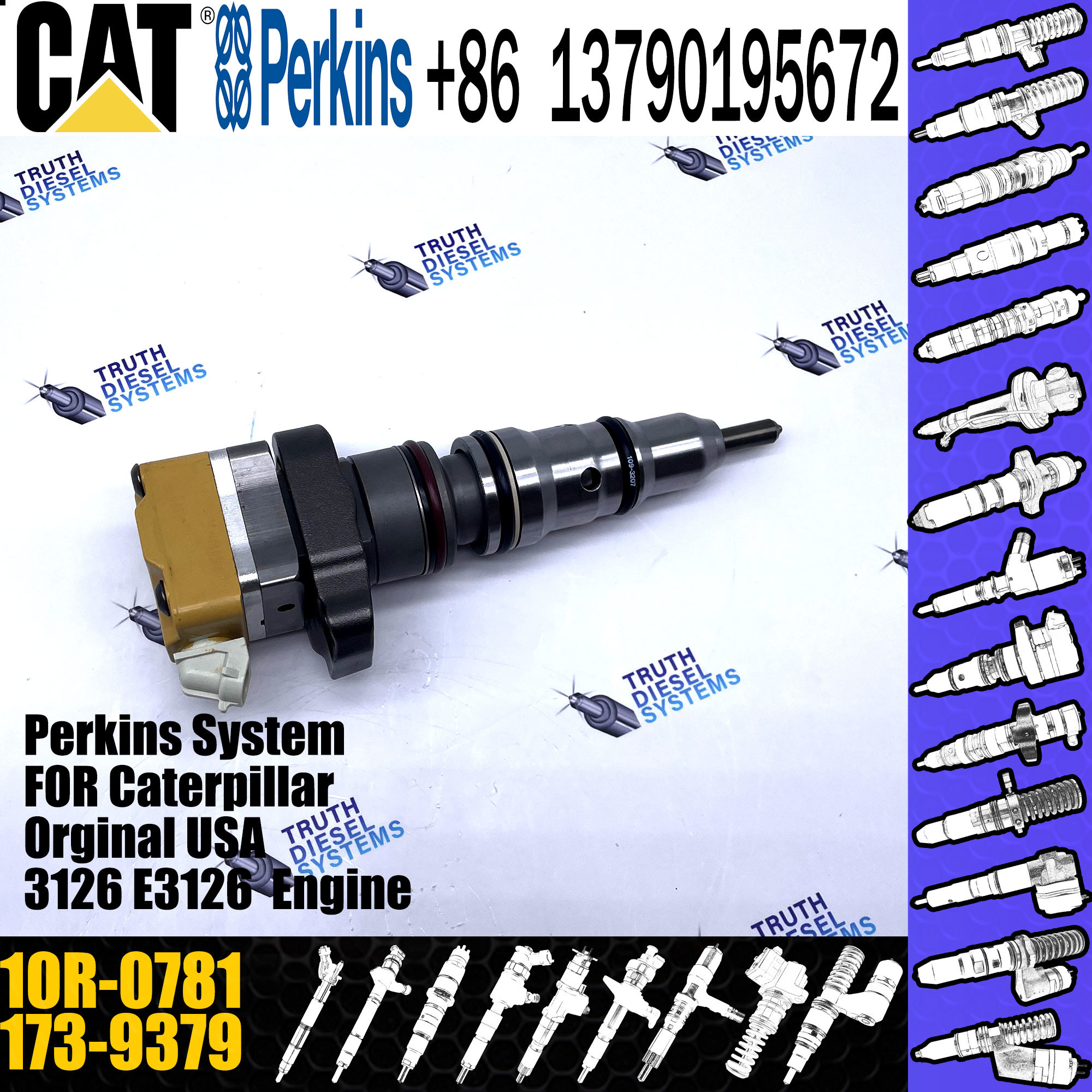 Remanufactured Diesel Fuel Common Rail Injector 173-9379 173-9267 FOR ENGINE 3126 222-5966 Diesel Injector 10r-0781