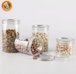 China Empty Pet Chocolate Candy Cookie Jar Plastic Chocolate Jar With Aluminum Lid wholesale