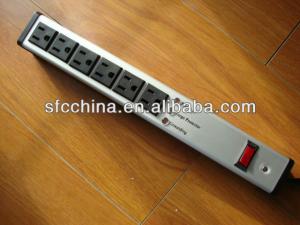 China aluminium alloy UL approved American 6-outlet power strip, surge protector with led indicator, 1800w with15A curcuit breaker wholesale