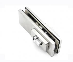 China Glass Door Clamp Patch Fitting Ss201 Bottom Door Lock With Keys wholesale