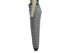 Womens High Waisted Cigarette Trousers , Blue And White Striped Pants Outfit