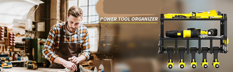 Organize Your Workshop with Power Tool Organizer 5 Drill Holder Wall Mount Tool Shelf