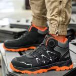 Orange Microfiber Men's Safety Boots Steel Toe Kevlar Midsole Anti-smashing Work