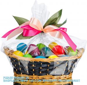 China Cellophane Wrap For Gift Baskets, Opp Plastic Gift Bags With Red Bows Ribbon Wrap for Baskets & Gifts on sale