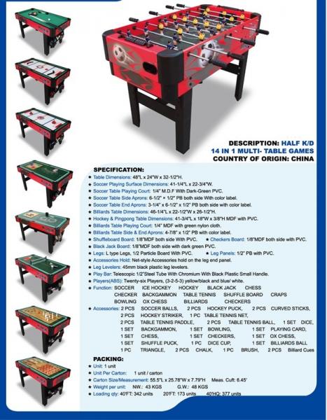 Quality 14 In 1 Multi Game Table Football Table Billiards Kids Air Hockey Table Full Size for sale