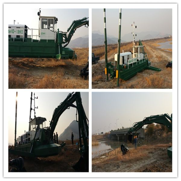 Multipurpose Amphibious Dredger 15m Dredging Depth 60cm Draught 450m3/h Water Flow