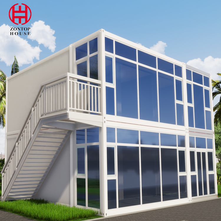 Zontop China Storage Luxury Portable Prefabricated Beautiful Glass 40 Ft Stackable Prefab House Shipping Container Homes