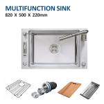 Single Bowl Apron Multifunction Sink 33' Topmount 16 Gauge Knife Holder 82x50