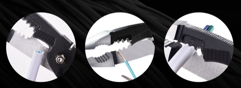 Six in one electrical pliers, 8 inches, 205mm, duck bill type, 373g, PPR handle, tool steel, stripping diameter 1.0-2.6