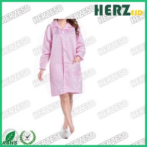 China Factory 5mm Stripe Polyester Antistatic Work Uniform Cleanroom Smock Gown Dustproof wholesale