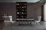 Heavy Base Luxury Modern Dining Tables Black Glass Top Dining Table L200xW100xH7
