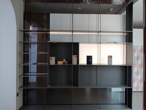 China Black Aluminum Metal Rack Storage Shelf Floating Shelves For Living Room on sale