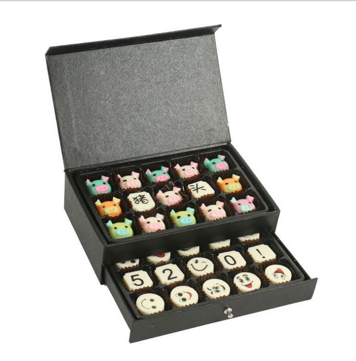 China Wholesale Custom Designed Embossed Texture Art Paper Pasted Cardboard Two-Layer Chocolate Candy Book Style Magnetic Packaging Gift Box with Compartment