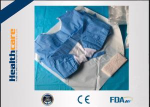 China Biodegradable Disposable Surgical Gowns Medical Apparel With 4 Waist Belts Blue Color wholesale