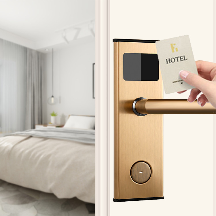 Easloc Hotel Door Key Card System 240mm Key Card Entry Door Locks Wood
