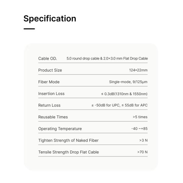 Fiber Optic Drop Cable Assembly Toneable Flat Drop Cable Patch Cord FTTA Corning Opti-Tap Waterproof Patch Cord