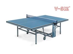 China Double Fold Away Table Tennis Tables , Indoor Foldable Tennis Table Movable With Wheels wholesale
