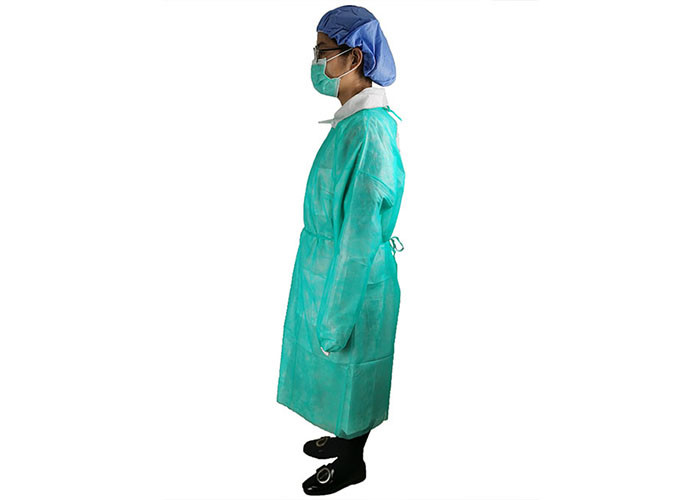Green Disposable Surgical 16g 25g Non Woven Isolation Gown