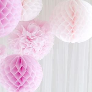 China Baby Pink Chinese handmade paper honeycomb ball on sale