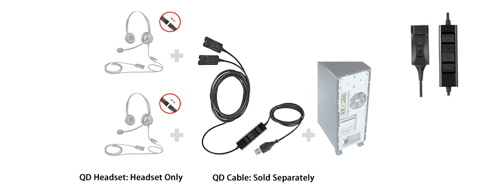 Call Center Trainer Cable BNQD, Quick Disconnect USB Y-Cable with 2 Mute Switches for Voice Calls Training