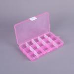 15 Grid Plastic Jewelry Organizer Box Pink Removable Dividers