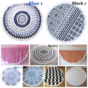 China 100% Cotton Reactive Printed Round Beach Towels With Tassels wholesale