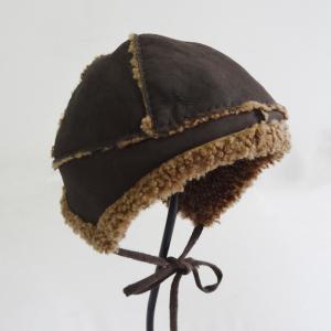 China Merino Rolled Wool Sheepskin Winter Sheepskin Hats Earflap Type For Children wholesale