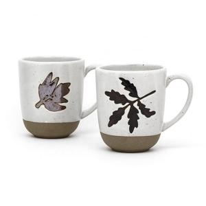 China Ceramic Coffee Cup Handmade Harvest Coffee Mug Stoneware Mugs Gift 3D Silk Print Five Leaves wholesale