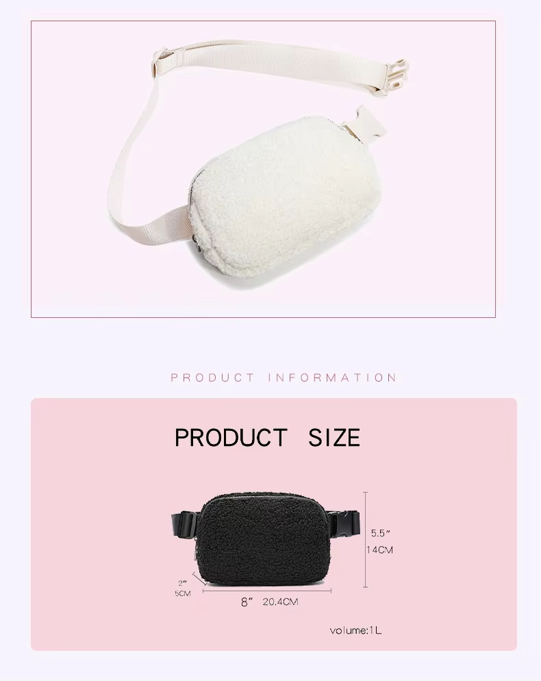 Luxury Plush Crossbody Fanny Pack Purses Fashionable Hand Bag Letter Pattern Type