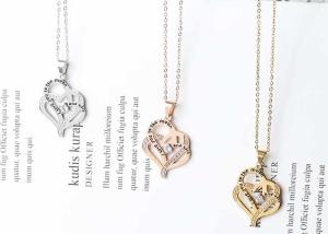 China Stainless steel necklace women's heart titanium steel lettered pendant independent packaging cross chain wholesale wholesale