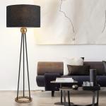 American Retro Floor Lamp For Living Room Black Fabric Shade Nordic Villa Hotel