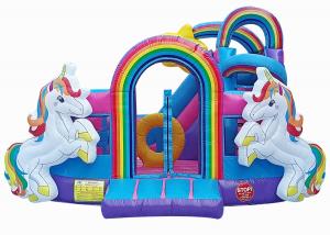 China 13ftx13ftx11.5ft  Rainbow Unicorn Bouncy Castles Bounce House on sale