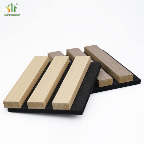 Modern Fluted Slat Wall Panel Soundproof 3D Decorative Oak Acoustic Wood Wall