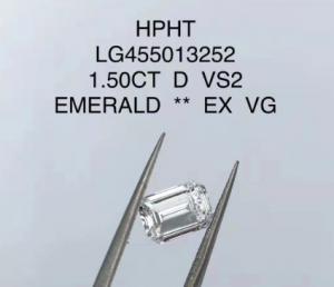 China Emerald 1.5 Ct Lab Grown Diamond Jewelry D VS2 VG HPHT Diamond on sale